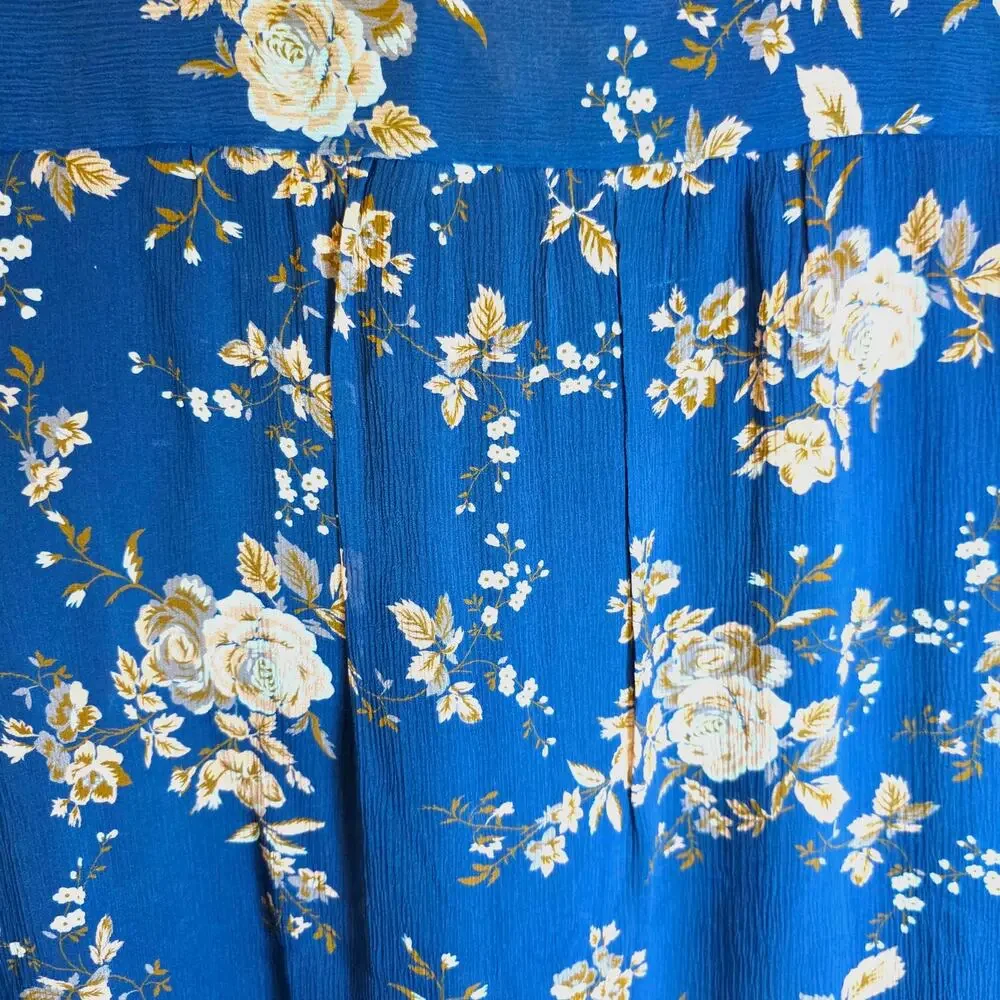 Sundance Highland Garden Silk Tunic Blouse Floral Sz XL Blue Pullover Sheer $138 - Picture 14 of 16